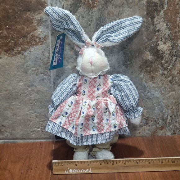 Create A Craft Stuffed Bunny Easter Rabbit Country Farm House 12" - Picture 8 of 14